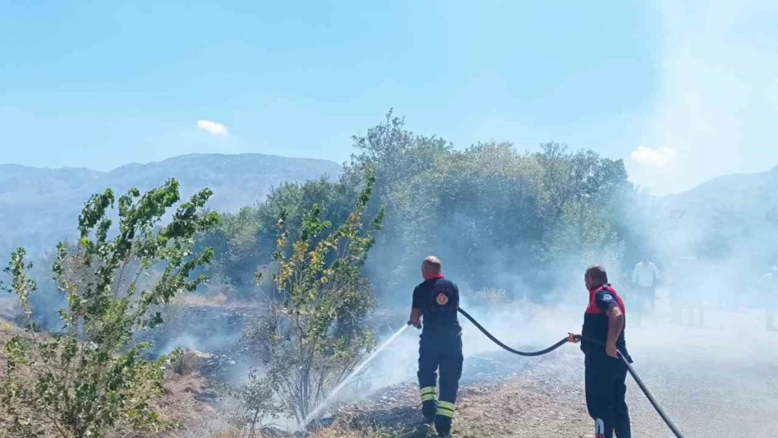 Ağaçlık alanda çıkan yangın itfaiye ekiplerinin müdahalesiyle söndürüldü