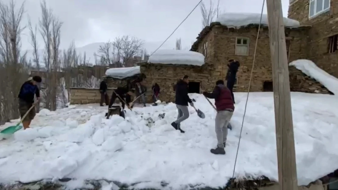 Bahçesaray'da imece usulü kar temizleme