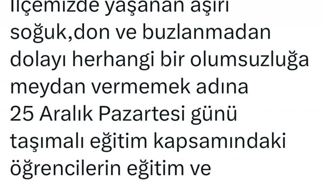 Bingöl'de iki ilçede daha taşımalı eğitime 1 gün ara verildi