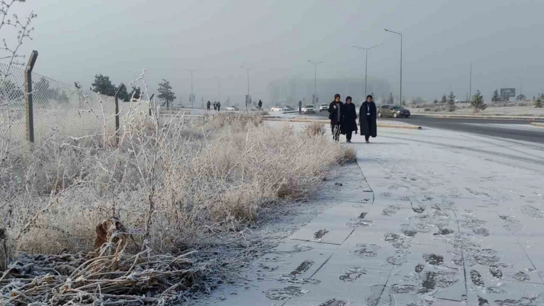 Erzurum buz kesti, sis şehri örttü