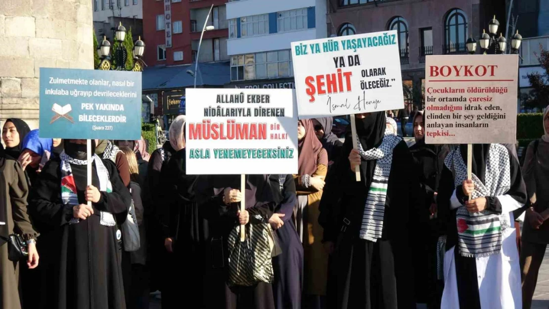 Erzurum'da sağlıkçıların Gazze için sessiz yürüyüşü