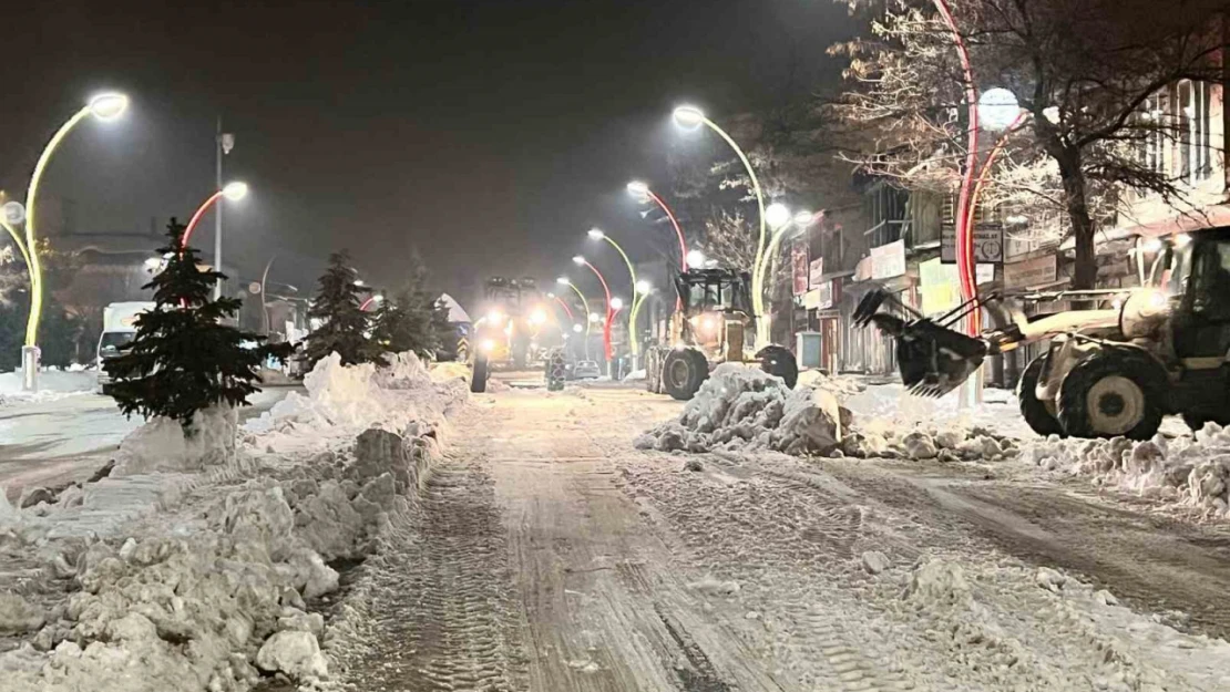 Muradiye'de kar temizleme çalışması