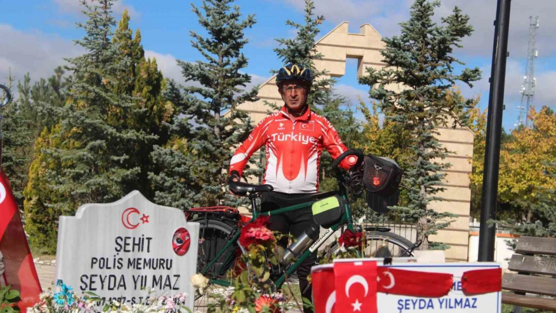 Şehit polis Şeyda Yılmaz anısına bin kilometre pedal çevirdi