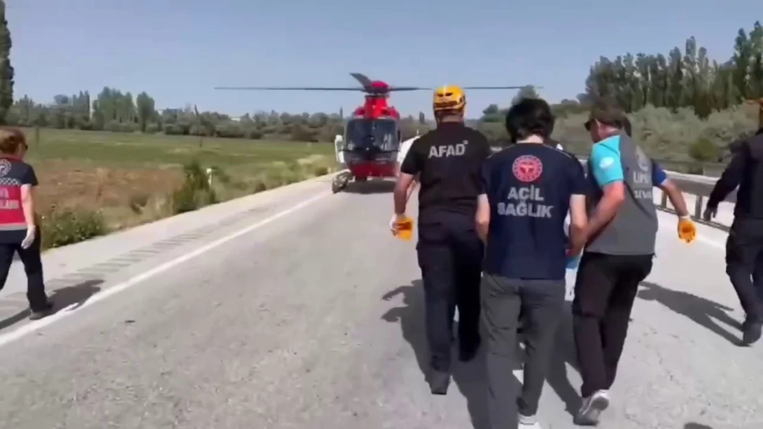 Trafik kazasına helikopterli müdahale