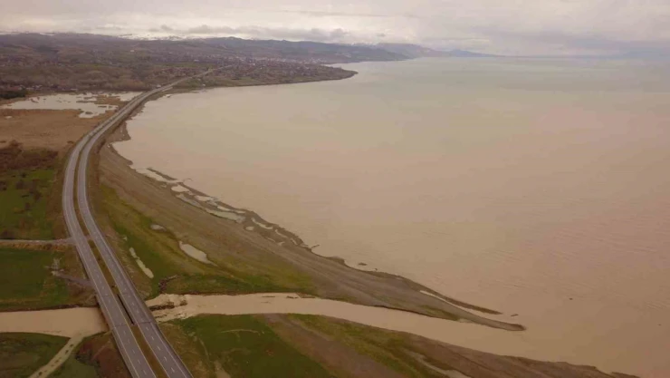 Ahlat'ta Van Gölü kahverengiye boyandı