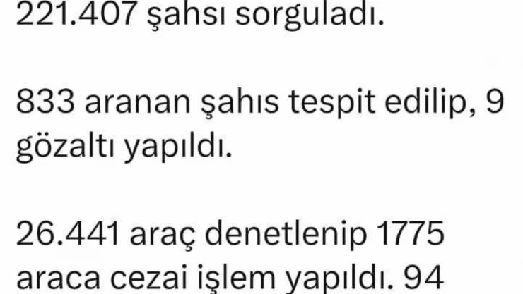 Bingöl'de 221 bin 407 kişi sorgulandı