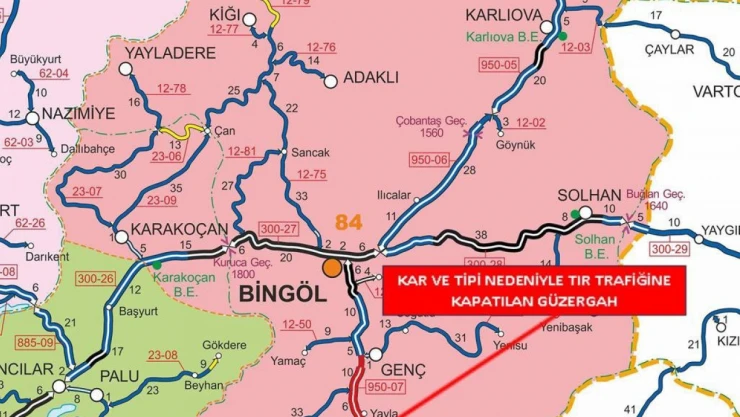 Bingöl - Diyarbakır kara yolu tır trafiğine kapatıldı