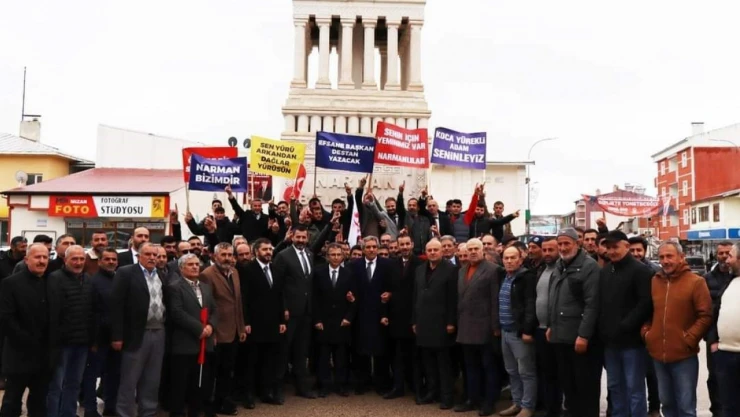 Narman'da Başkan adayı Temel Daş'a yoğun ilgi